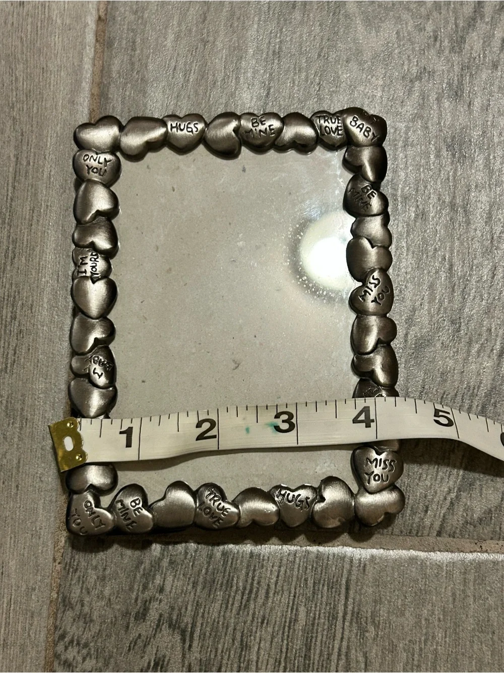 vintage conversation hearts pewter picture frame
